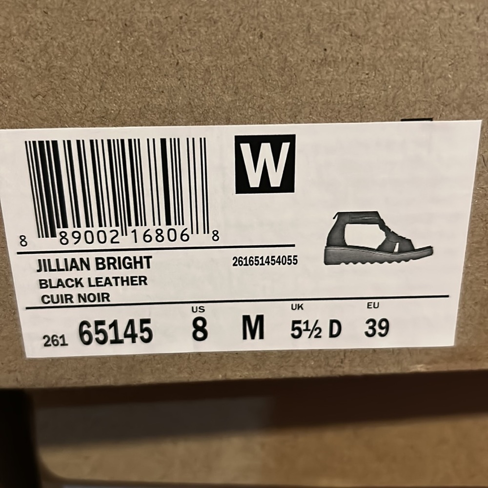 Clarks Black Leather Wedge Sandals - Picture 7 of 10